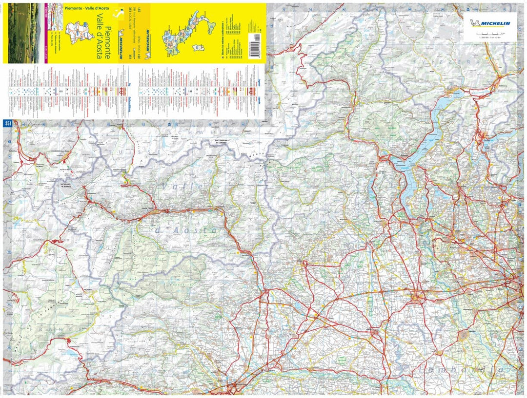 Carte routière n° 351 - Piémont & Vallée d'Aoste (Italie) | Michelin carte pliée Michelin 