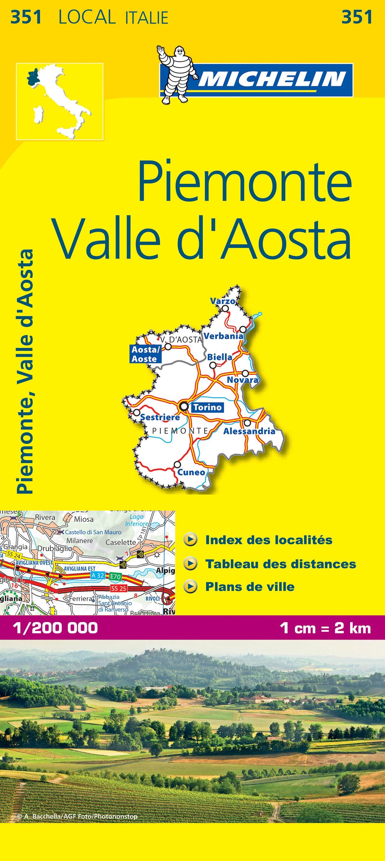 Carte routière n° 351 - Piémont & Vallée d'Aoste (Italie) | Michelin carte routière Michelin