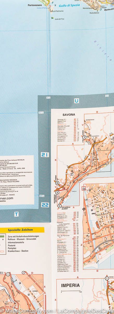 Carte routière n° 352 - Ligurie (Italie) | Michelin carte routière Michelin