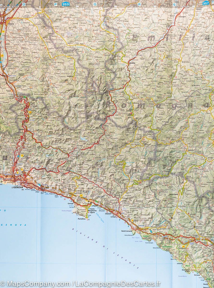Carte routière n° 352 - Ligurie (Italie) | Michelin carte routière Michelin