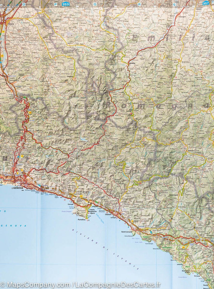 Carte routière n° 352 - Ligurie (Italie) | Michelin carte pliée Michelin 
