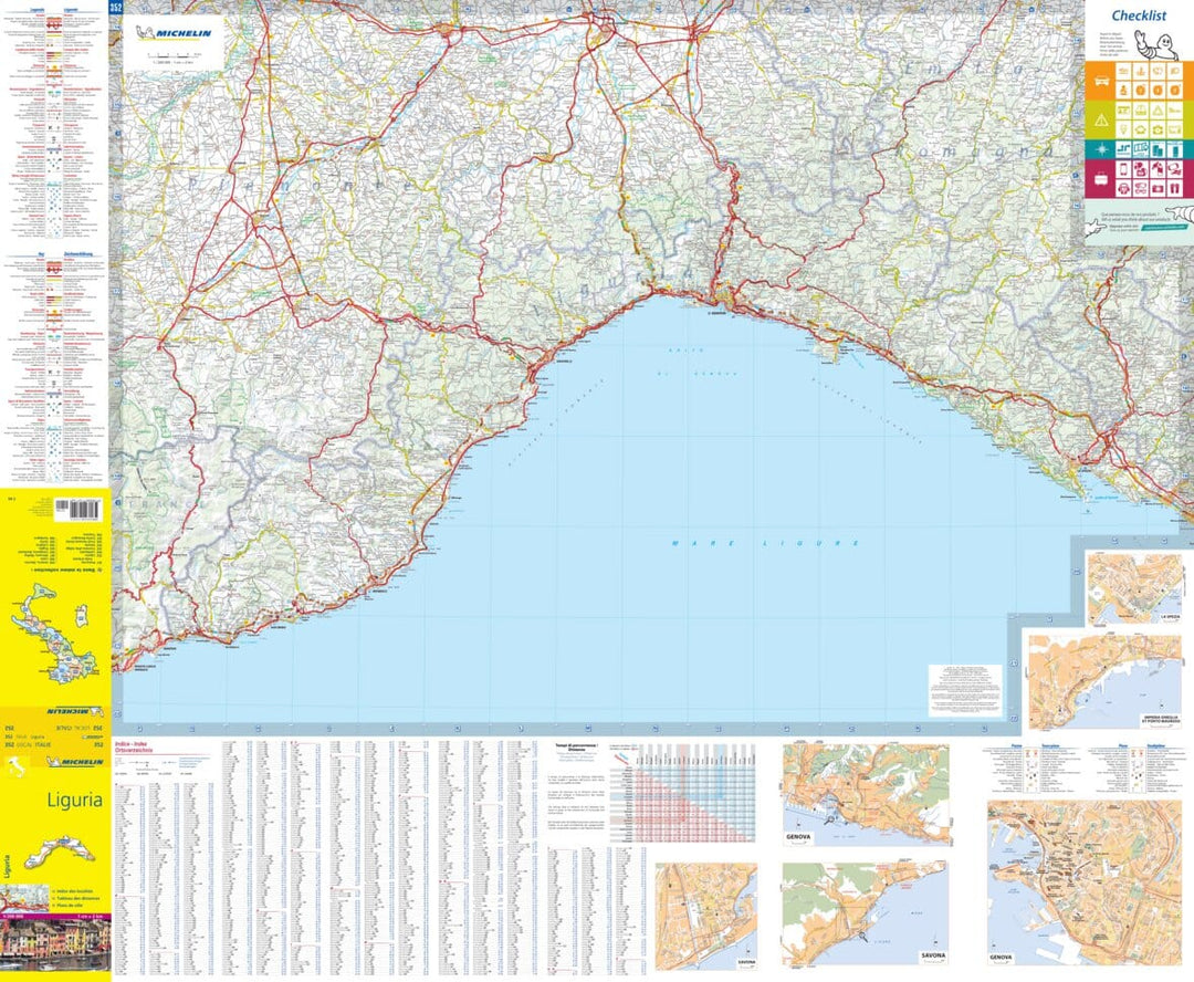 Carte routière n° 352 - Ligurie (Italie) | Michelin carte pliée Michelin 
