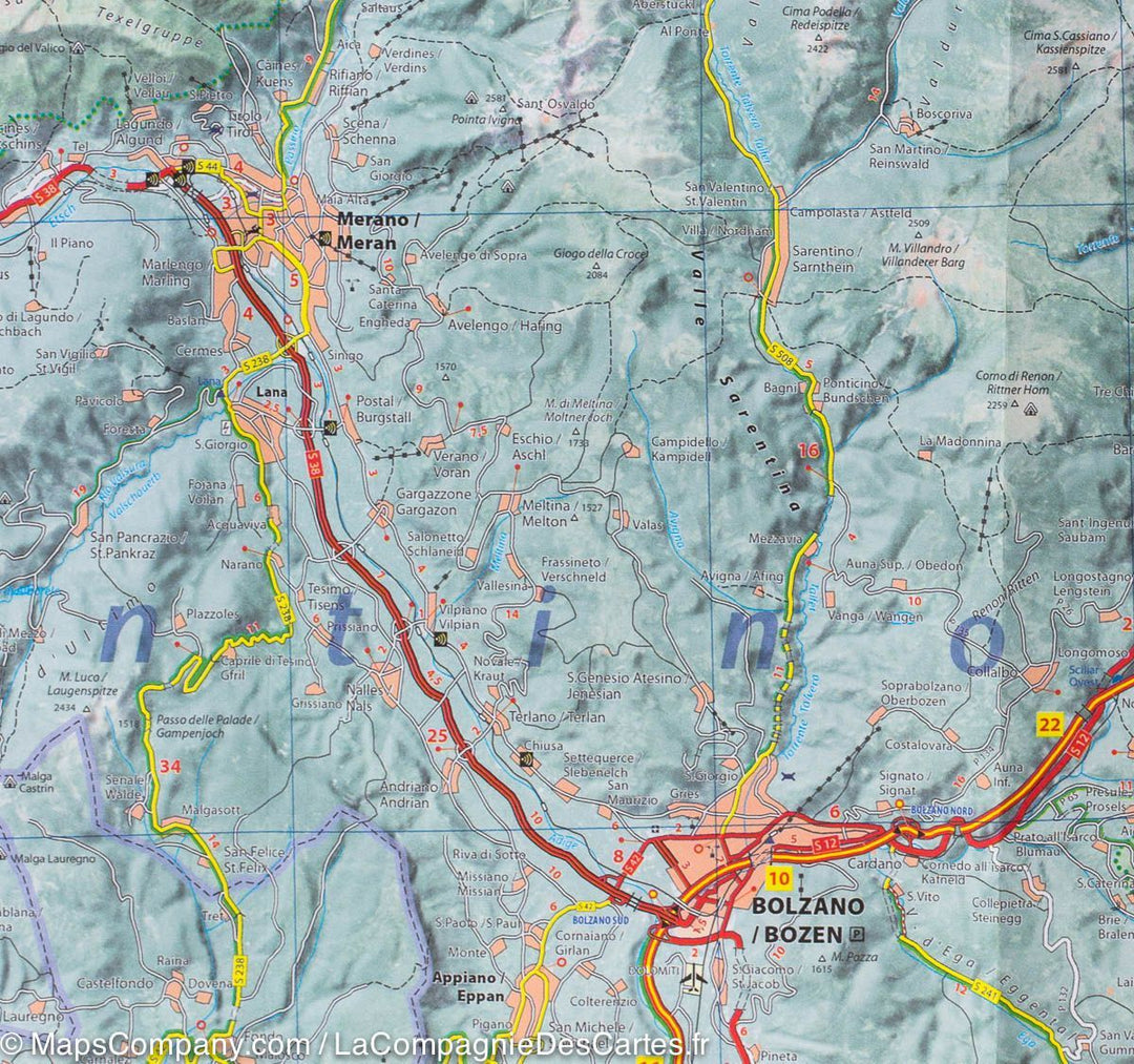 Carte routière n° 354 - Trentin-Haut Adige (région de Trente, Italie) | Michelin carte pliée Michelin 