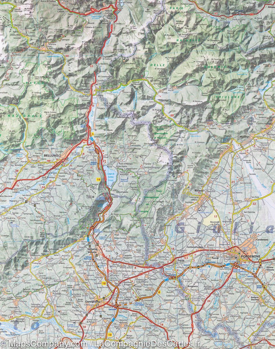 Carte routière de la Vénétie (Italie) | Michelin - La Compagnie des Cartes