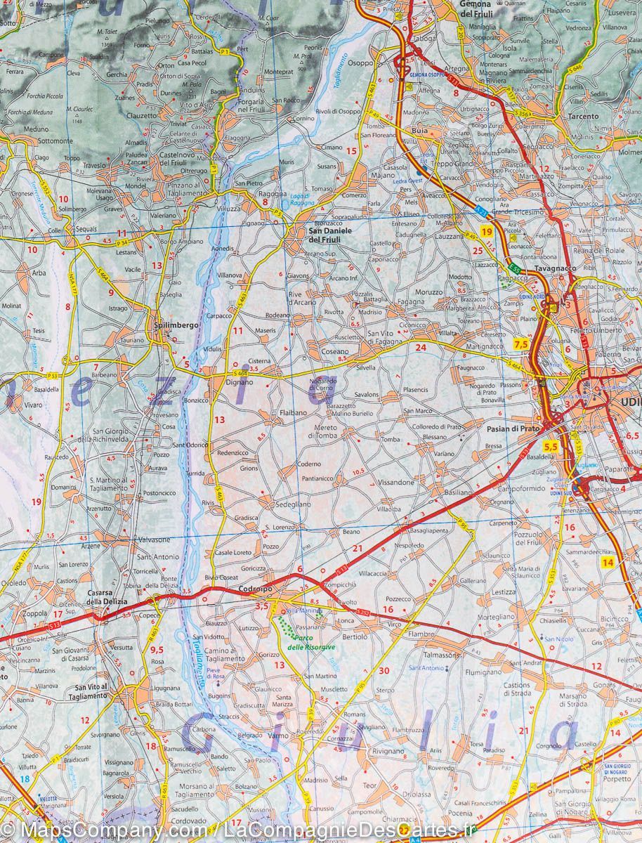 Carte routière n° 356 - Frioul-Vénétie Julienne (nord-est de l'Italie) | Michelin carte routière Michelin