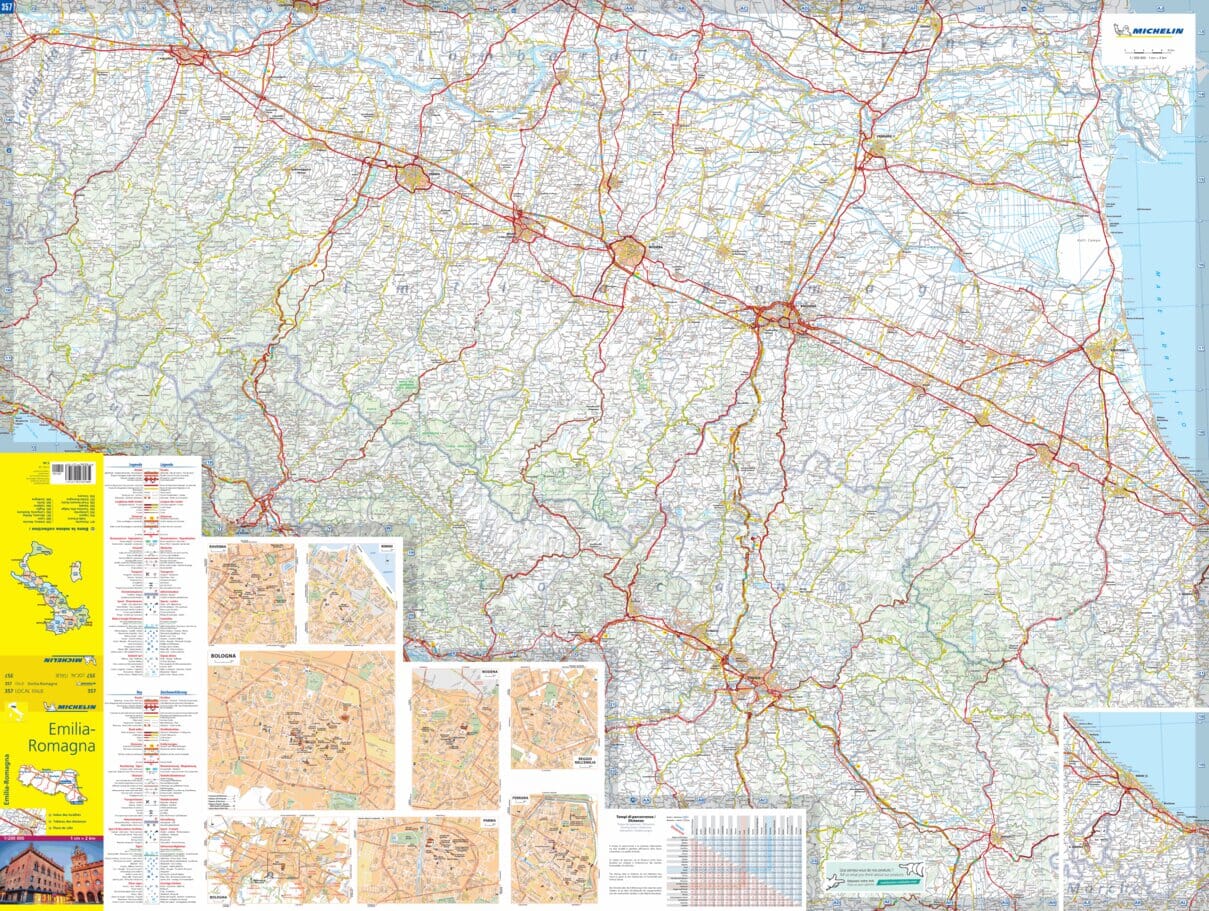 Carte routière n° 357 - Emilie-Romagne (région de Bologne, Italie) | Michelin carte routière Michelin