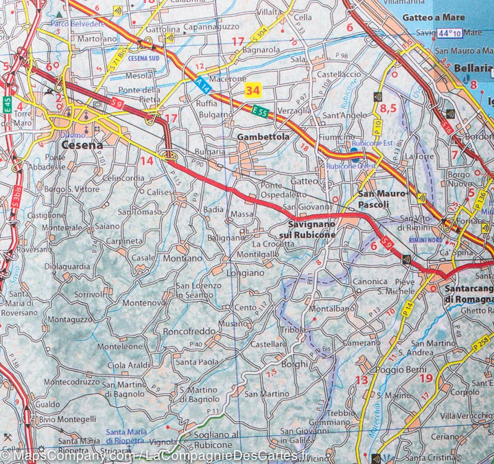 Carte routière n° 357 - Emilie-Romagne (région de Bologne, Italie) | Michelin carte pliée Michelin 