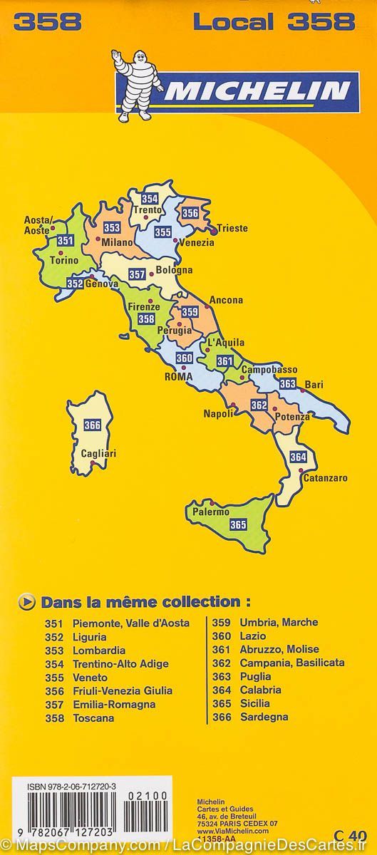 Carte routière n° 358 - Toscane | Michelin carte routière Michelin