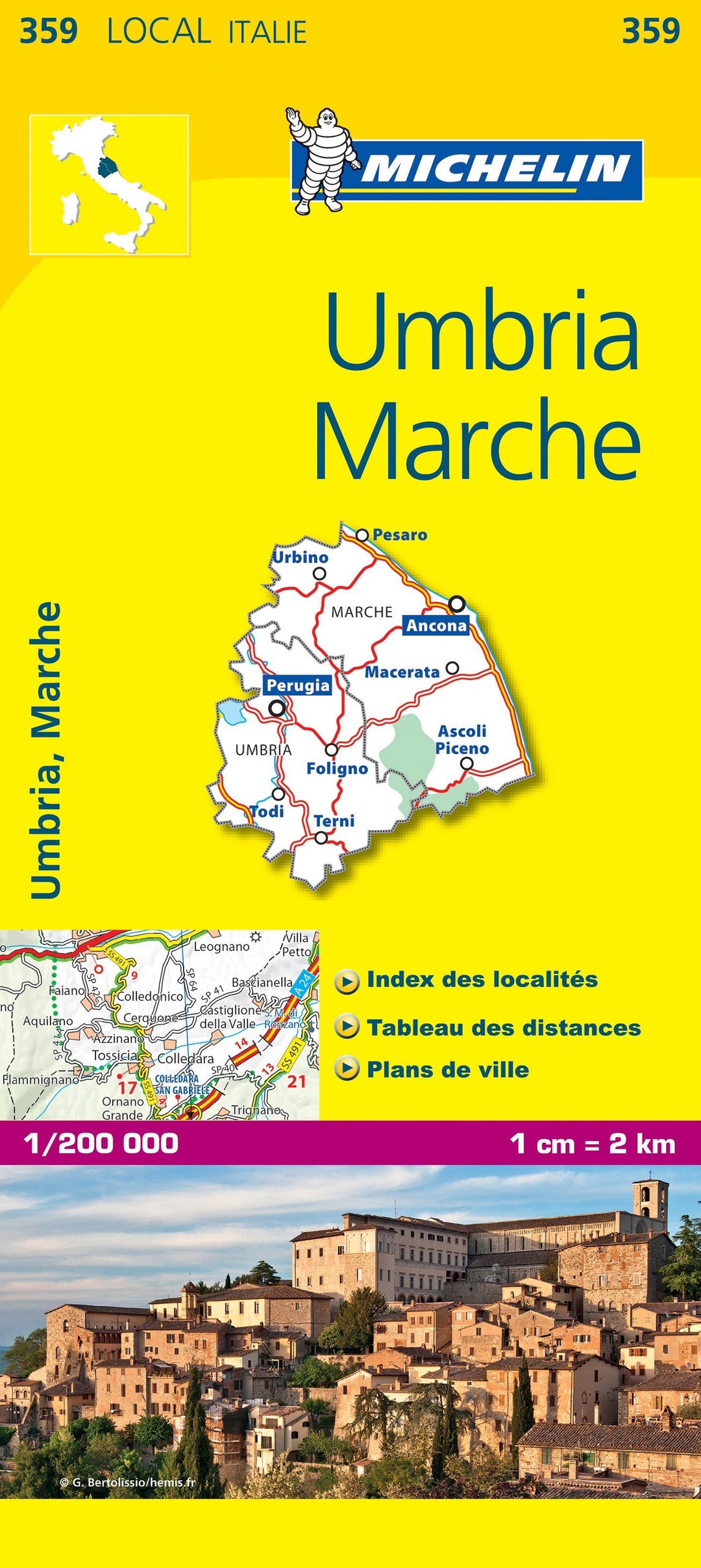 Carte routière n° 359 - Ombrie & Marches (région de Perugia et Ancone) | Michelin carte pliée Michelin 