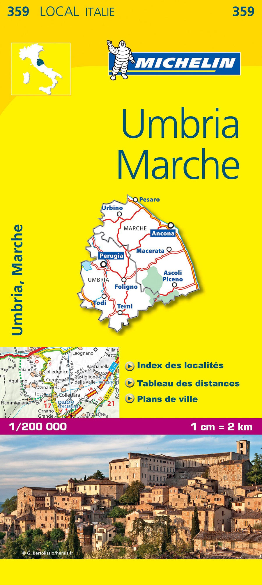 Carte routière n° 359 - Ombrie & Marches (région de Perugia et Ancone) | Michelin carte pliée Michelin 