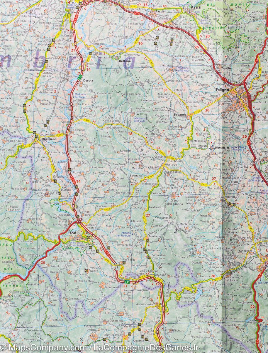 Carte routière n° 359 - Ombrie & Marches (région de Perugia et Ancone) | Michelin carte routière Michelin