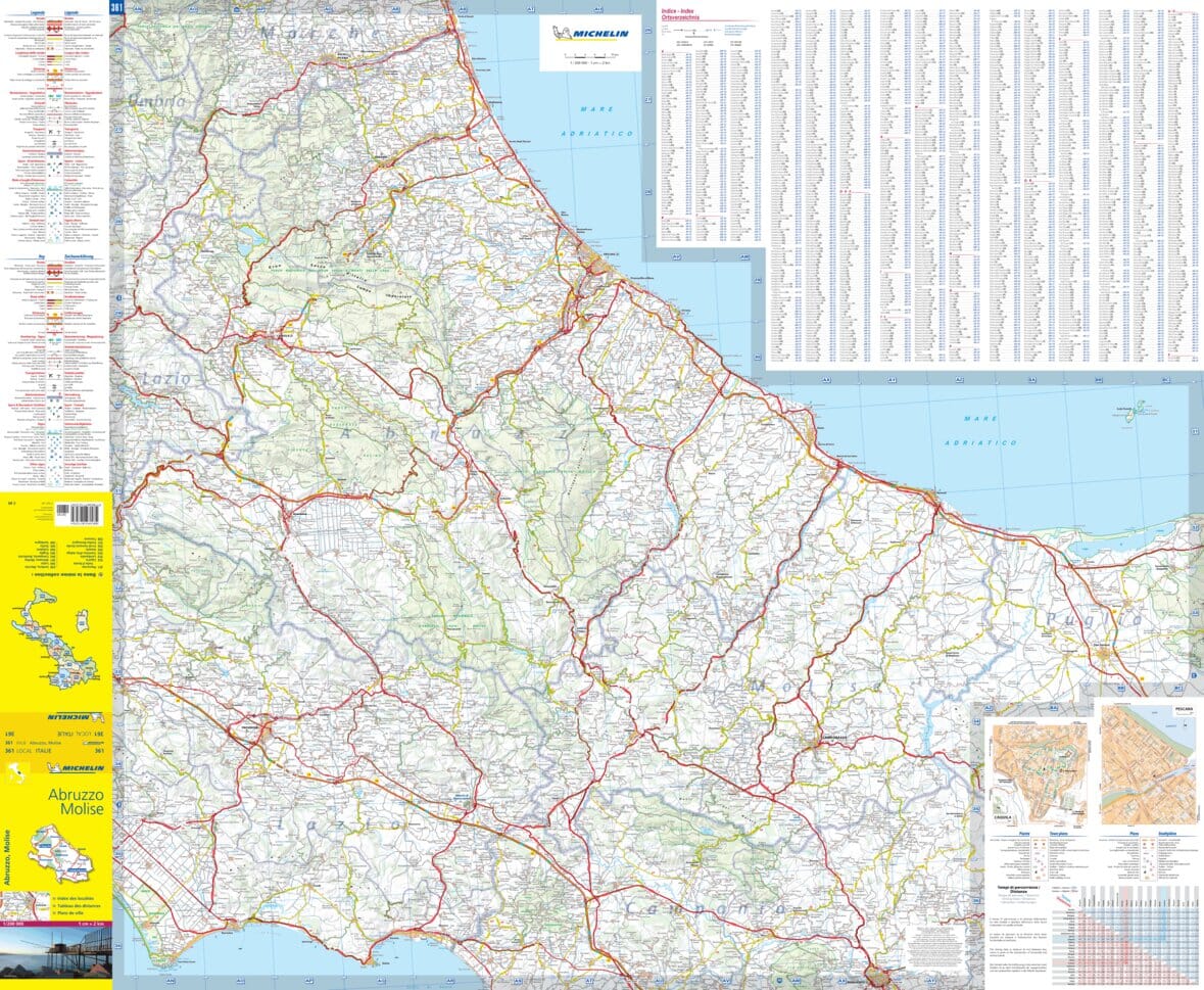 Carte routière n° 361 - Abruzzes et Molise (Région d'Aquila) | Michelin carte routière Michelin