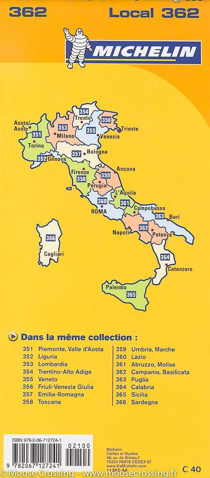 Carte routière n° 362 - Campanie et Basilicate (sud de l'Italie) | Michelin carte routière Michelin