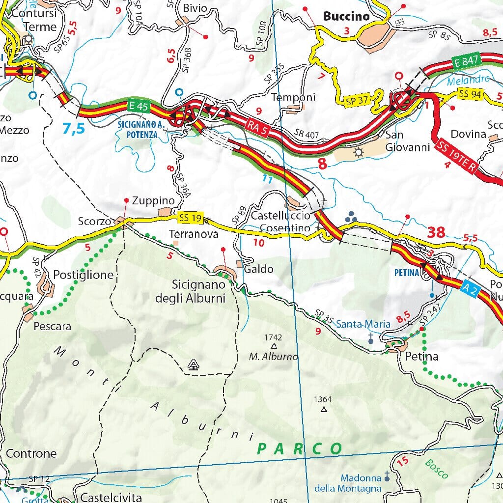 Carte routière n° 362 - Campanie et Basilicate (sud de l'Italie) | Michelin carte routière Michelin