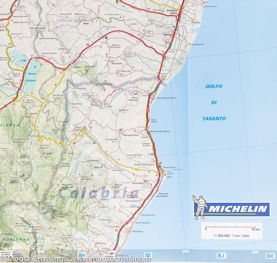 Carte routière n° 362 - Campanie et Basilicate (sud de l'Italie) | Michelin carte routière Michelin