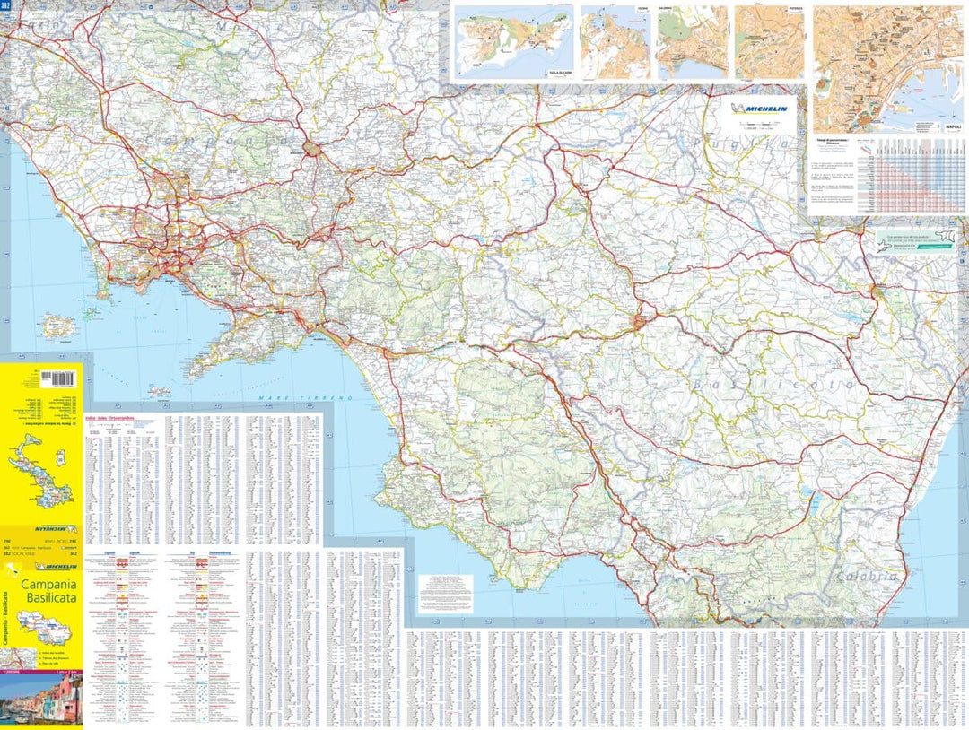 Carte routière n° 362 - Campanie et Basilicate (sud de l'Italie) | Michelin carte pliée Michelin 
