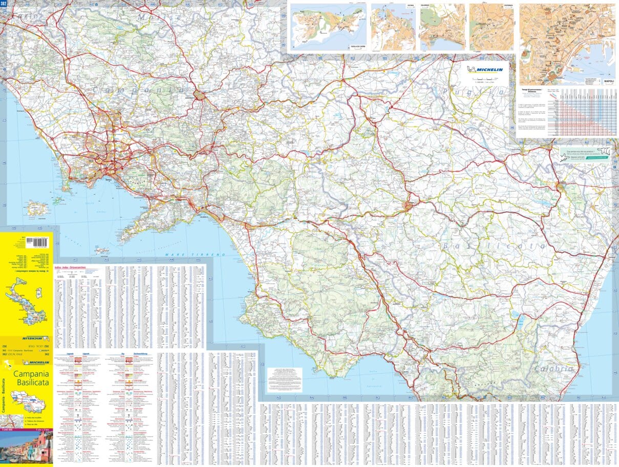 Carte routière n° 362 - Campanie et Basilicate (sud de l'Italie) | Michelin carte routière Michelin