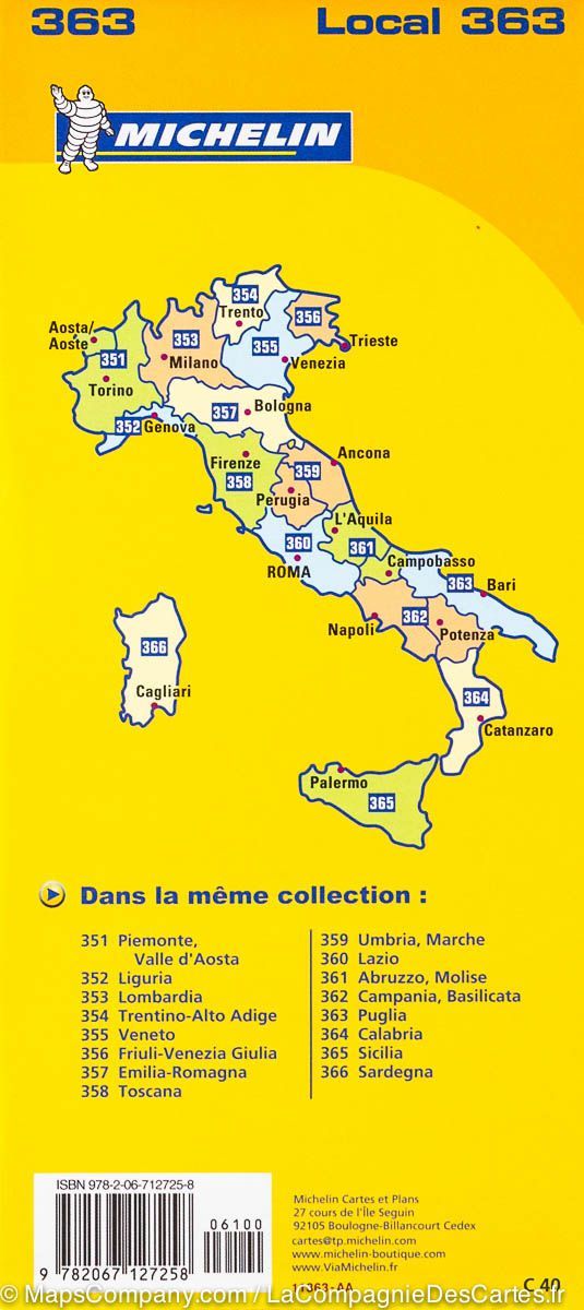 Carte routière n° 363 - Pouilles (Italie) | Michelin carte routière Michelin