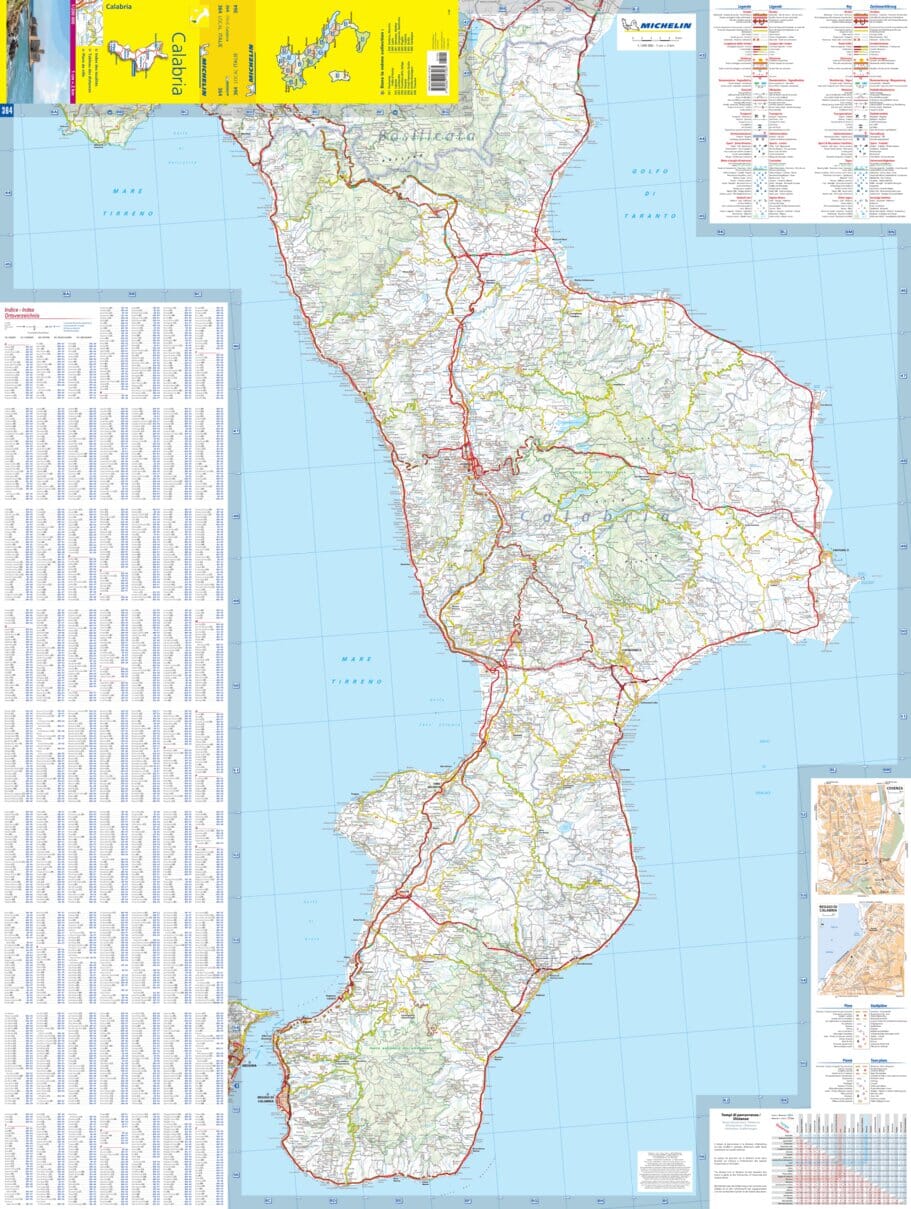 Carte routière n° 364 - Calabre (sud de l'Italie) | Michelin carte routière Michelin