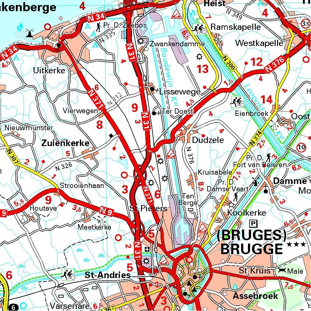 Carte routière n° 371 - Flandre Occidentale | Michelin carte pliée Michelin 