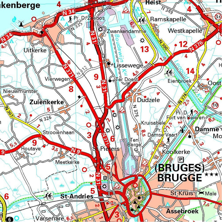 Carte routière n° 371 - Flandre Occidentale | Michelin carte pliée Michelin 