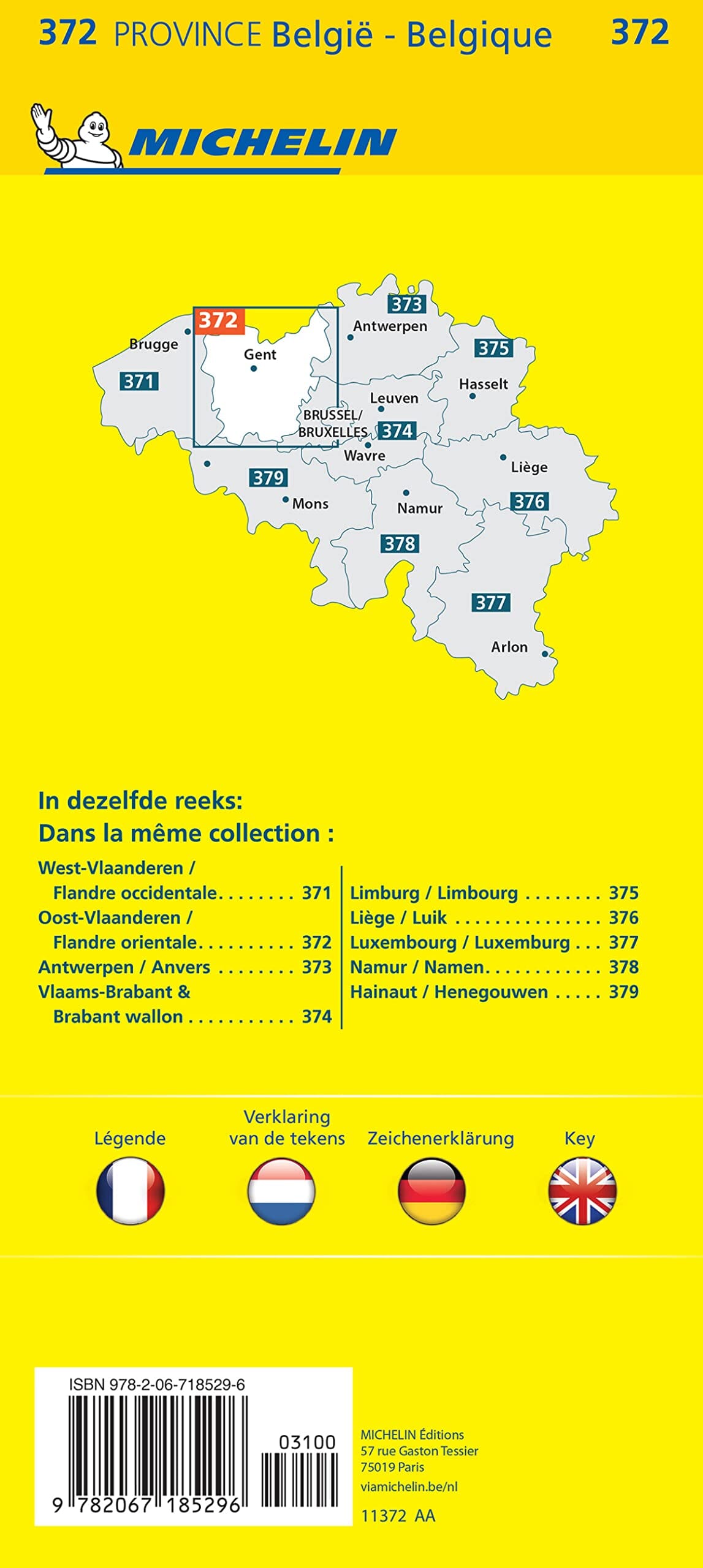 Carte routière n° 372 - Flandre Orientale | Michelin carte routière Michelin
