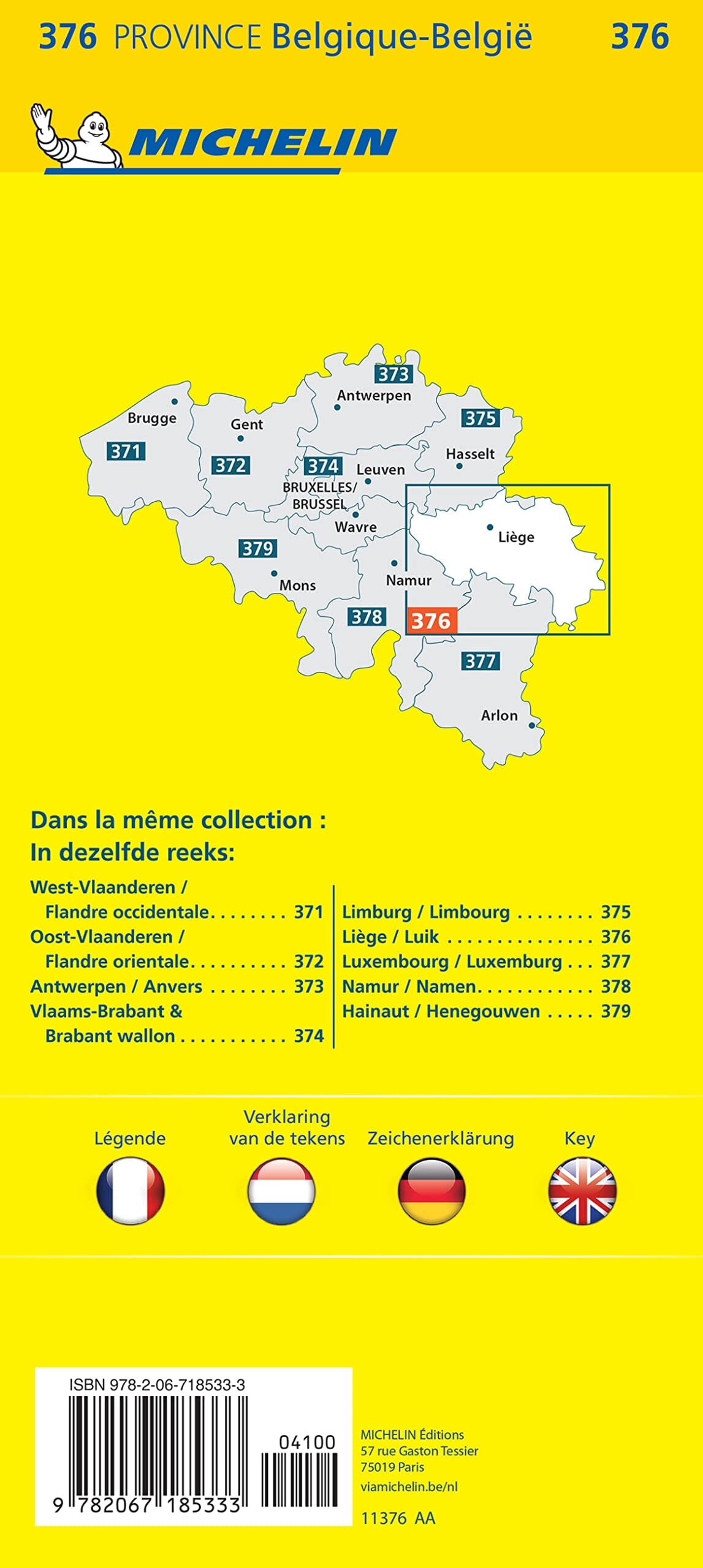 Carte routière n° 376 - Liège (Belgique) | Michelin carte routière Michelin