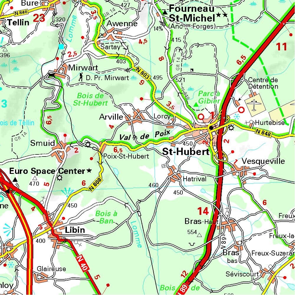 Carte routière n° 377 - Province de Luxembourg (Belgique) | Michelin carte routière Michelin