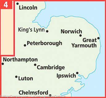 Carte routière n° 4 - Angleterre Est | AA Publishing carte routière AA Publishing