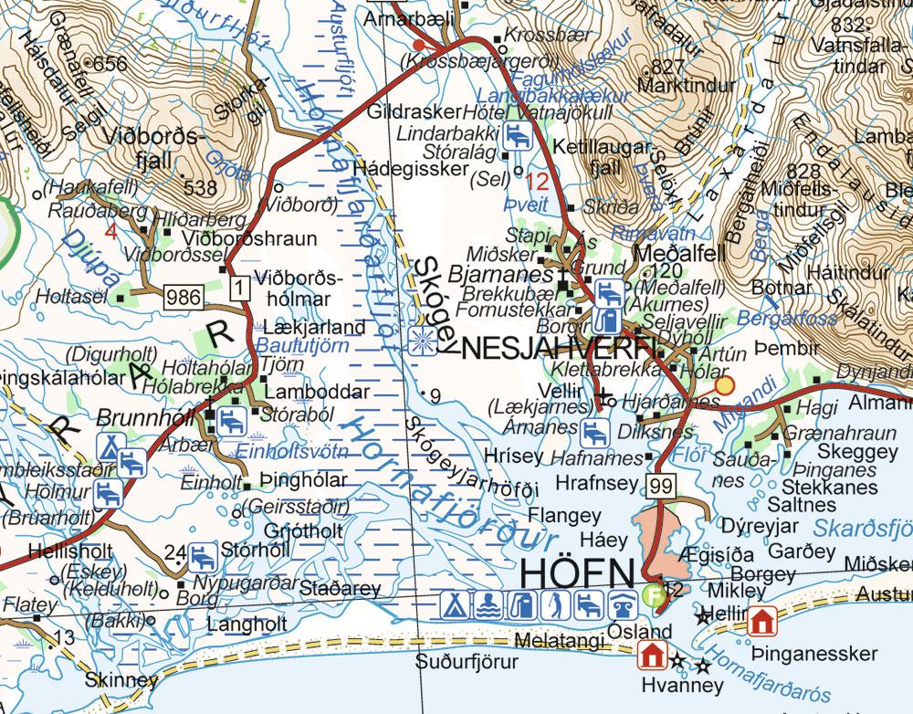 Carte routière n° 4 - Islande Sud-Est | Ferdakort carte routière Ferdakort
