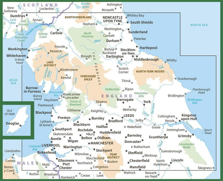 Carte routière n° 4 - Nord de l'Angleterre | Ordnance Survey - Road carte pliée Ordnance Survey 