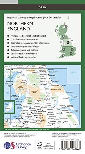 Carte routière n° 4 - Nord de l'Angleterre | Ordnance Survey - Road carte routière Ordnance Survey