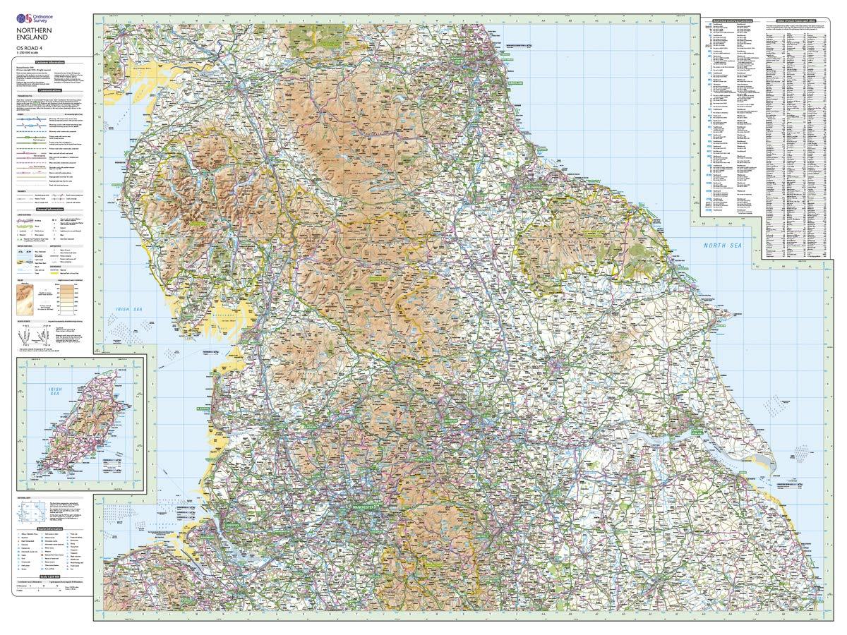 Carte routière n° 4 - Nord de l'Angleterre | Ordnance Survey - Road carte routière Ordnance Survey