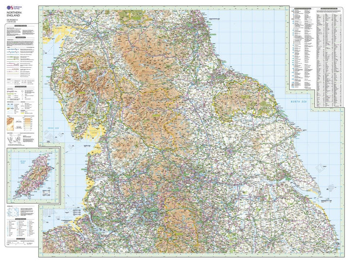 Carte routière n° 4 - Nord de l'Angleterre | Ordnance Survey - Road carte pliée Ordnance Survey 