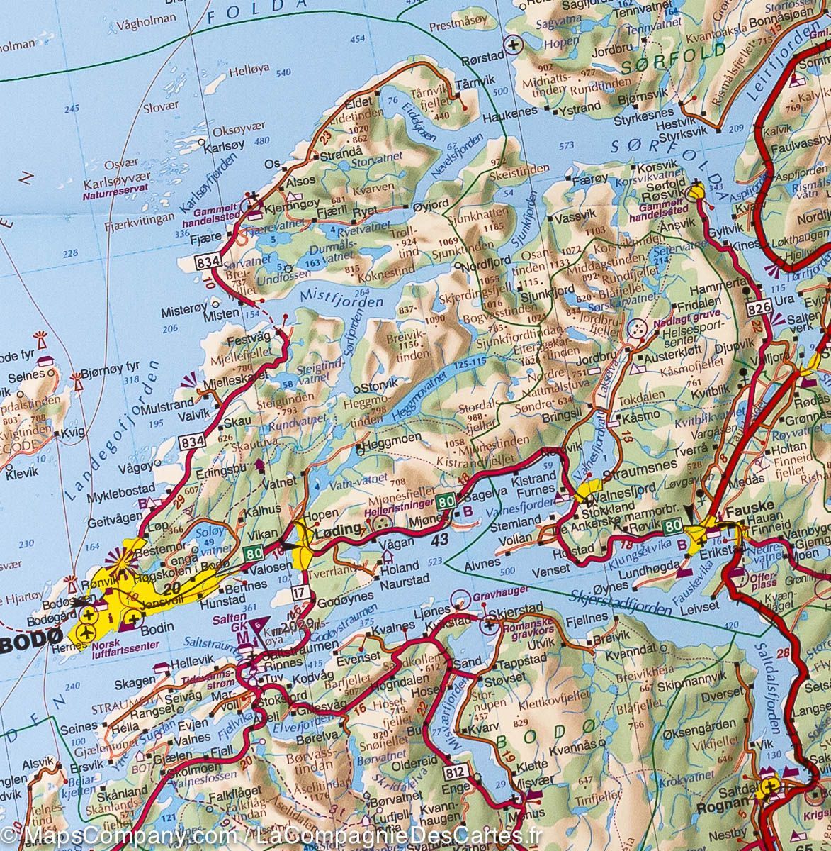 Carte routière n° 4 - Norvège Centrale (de Bronnoysund à Narvik) | Kümmerly & Frey carte routière Kümmerly & Frey