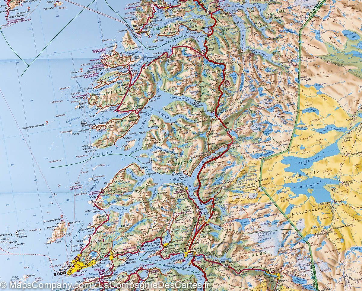 Carte routière n° 4 - Norvège Centrale (de Bronnoysund à Narvik) | Kümmerly & Frey carte routière Kümmerly & Frey