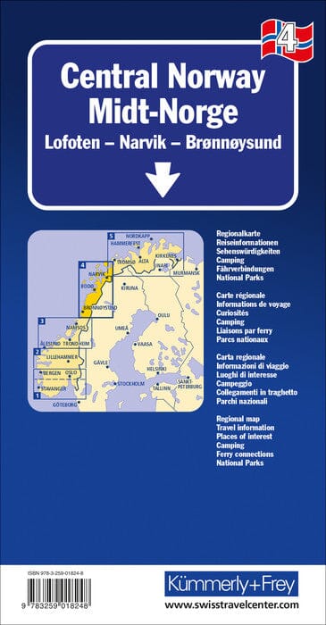 Carte routière n° 4 - Norvège Centrale (de Bronnoysund à Narvik) | Kümmerly & Frey carte pliée Kümmerly & Frey 