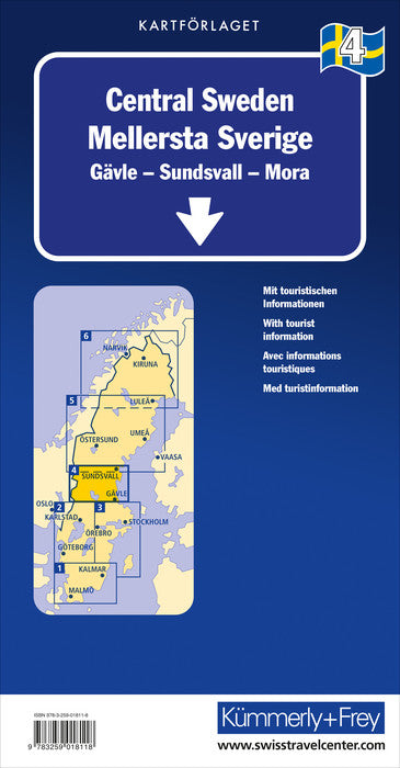 Carte routière n° 4 - Suède Centrale (Gävle, Sundsvall, Mora) | Kümmerly & Frey carte routière Kümmerly & Frey