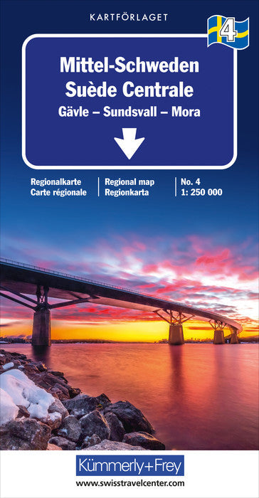 Carte routière n° 4 - Suède Centrale (Gävle, Sundsvall, Mora) | Kümmerly & Frey carte pliée Kümmerly & Frey 