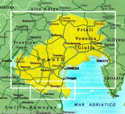 Carte routière n° 4 - Vénétie & Frioul-Vénétie Julienne (région de Venise & Trieste, Italie) | Touring Club Italiano-1/200 000 carte routière Touring Club Italiano