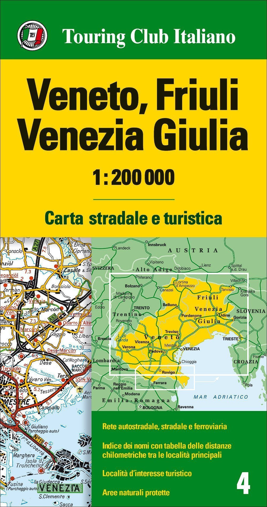 Carte de la Vénétie &amp; du Frioul-Vénétie julienne (région de Venise &amp; Trieste, Italie) #4 | Touring Club Italiano - La Compagnie des Cartes