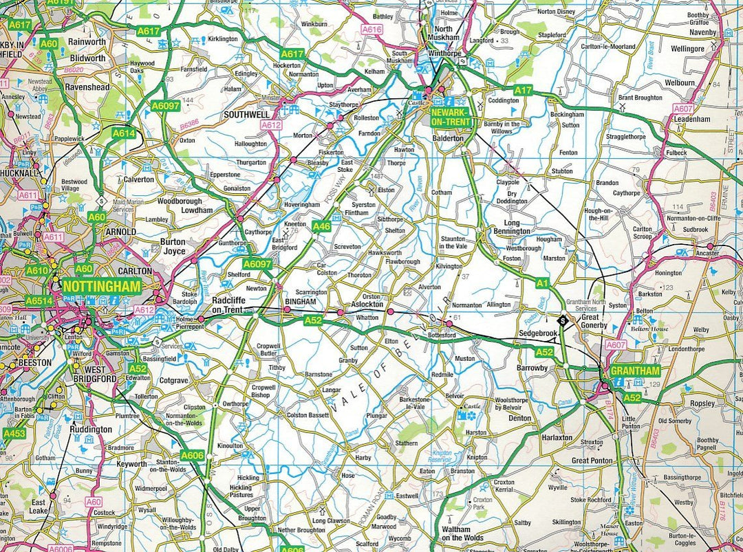 Carte routière n° 5 - Est des Midlands & East Anglia | Ordnance Survey - Road carte pliée Ordnance Survey 