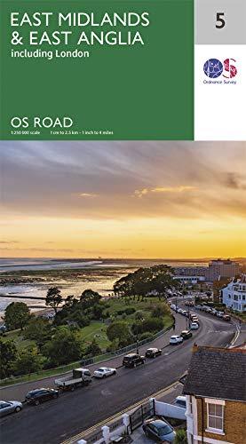 Carte routière n° 5 - Est des Midlands & East Anglia | Ordnance Survey - Road carte pliée Ordnance Survey 