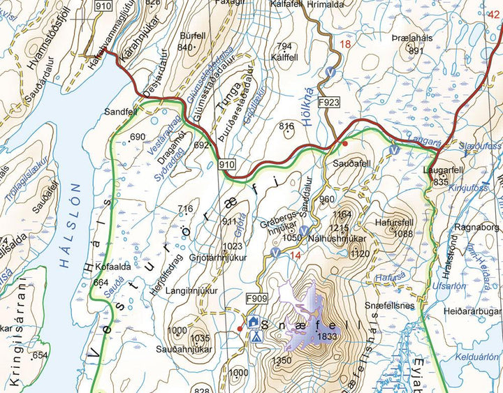 Carte routière de l'Islande centrale - Haut Pays # 5 | Ferdakort - La Compagnie des Cartes