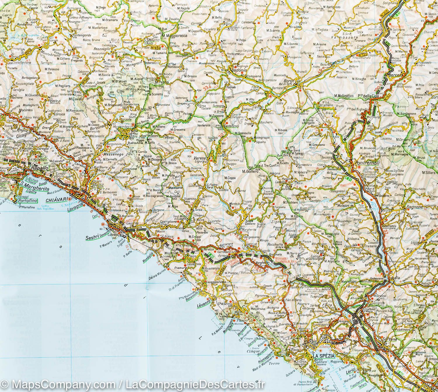 Carte routière n° 5 - Ligurie (région de Turin & Gênes, Italie) | Touring Club Italiano-1/200 000 carte routière Touring Club Italiano