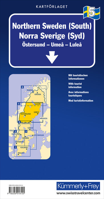 Carte routière n° 5 - Suède du Nord (Sud : Östersund, Umea, Lulea) | Kümmerly & Frey carte pliée Kümmerly & Frey 