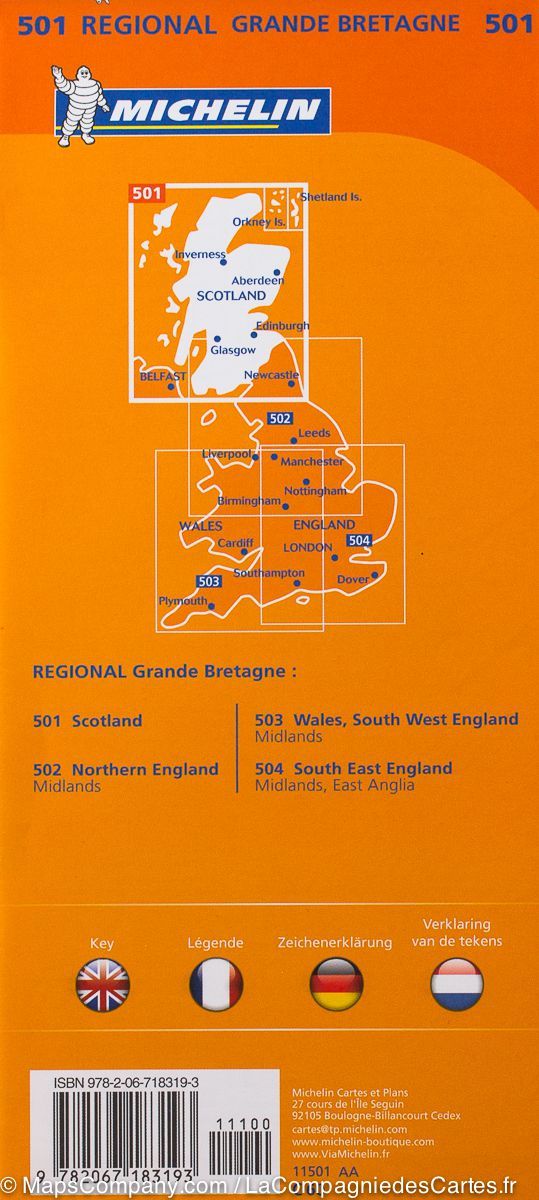 Carte routière n° 501 - Ecosse | Michelin carte routière Michelin