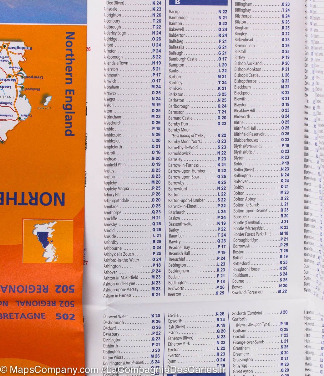 Carte routière n° 502 - Angleterre Nord & Midlands | Michelin carte routière Michelin