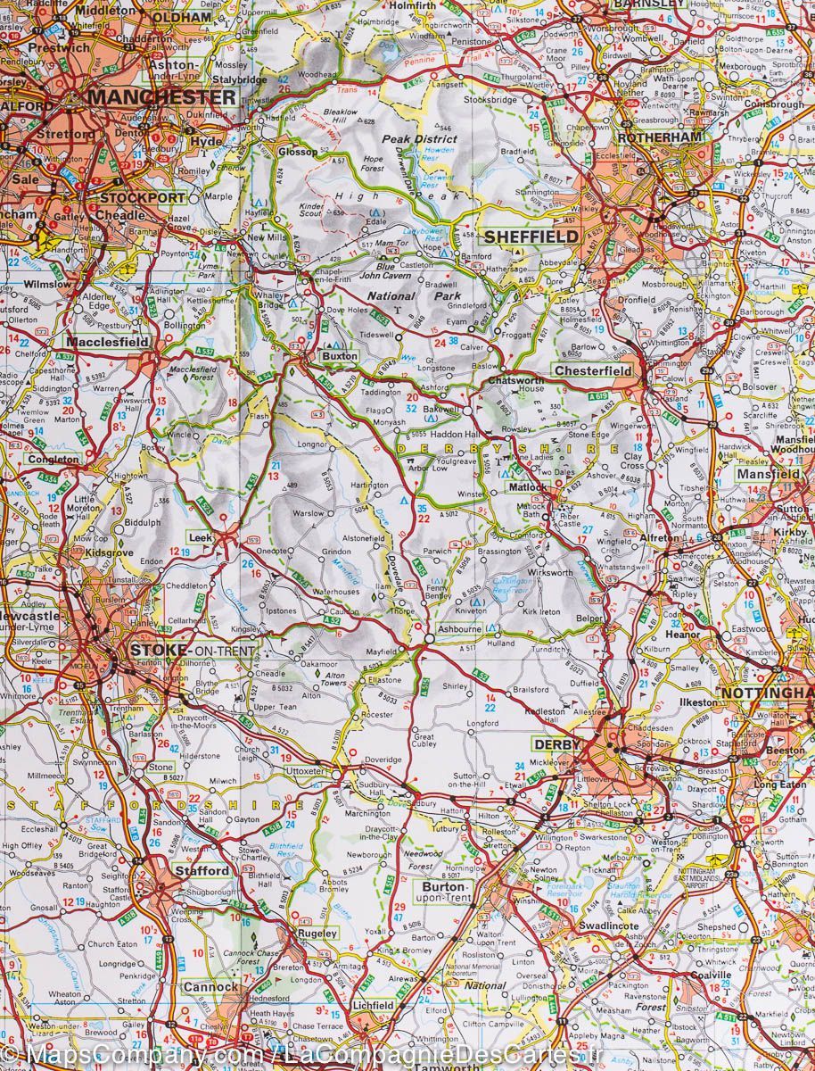Carte routière n° 502 - Angleterre Nord & Midlands | Michelin carte routière Michelin