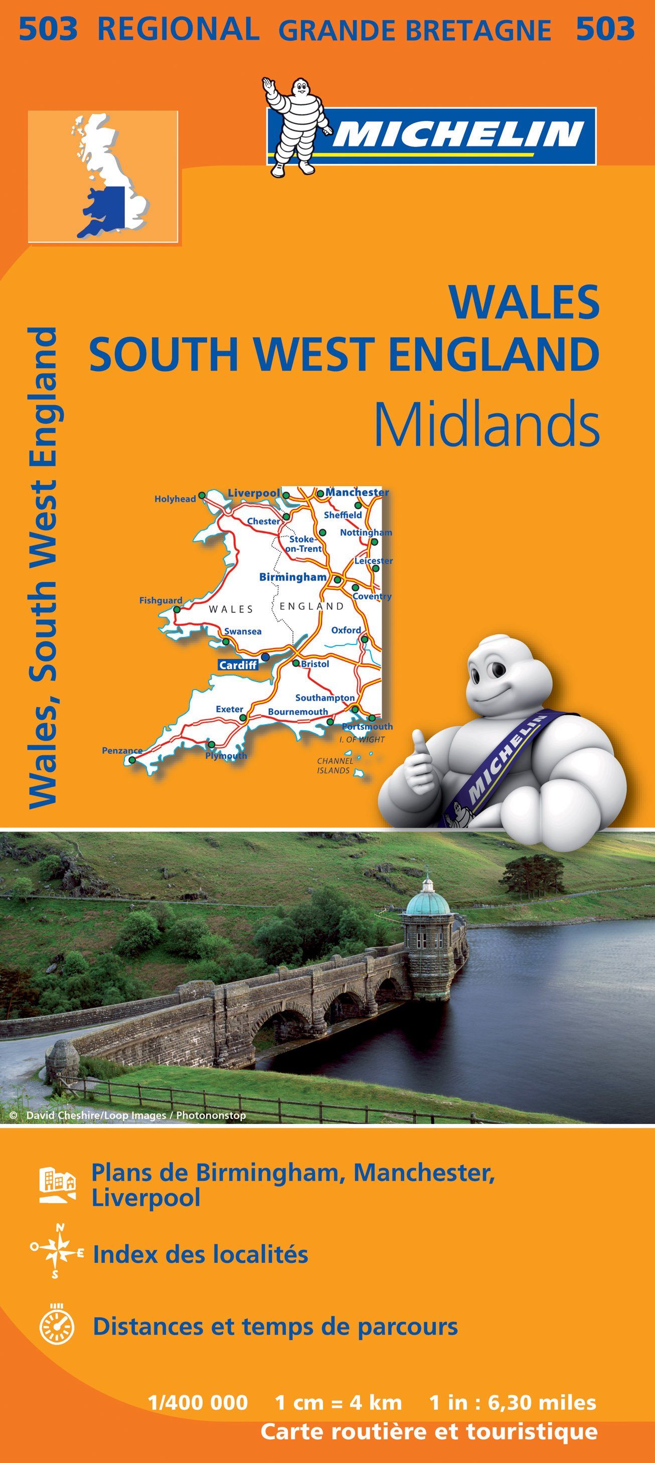 Carte routière n° 503 - Pays de Galles, Angleterre Sud-Ouest & Midlands | Michelin carte routière Michelin